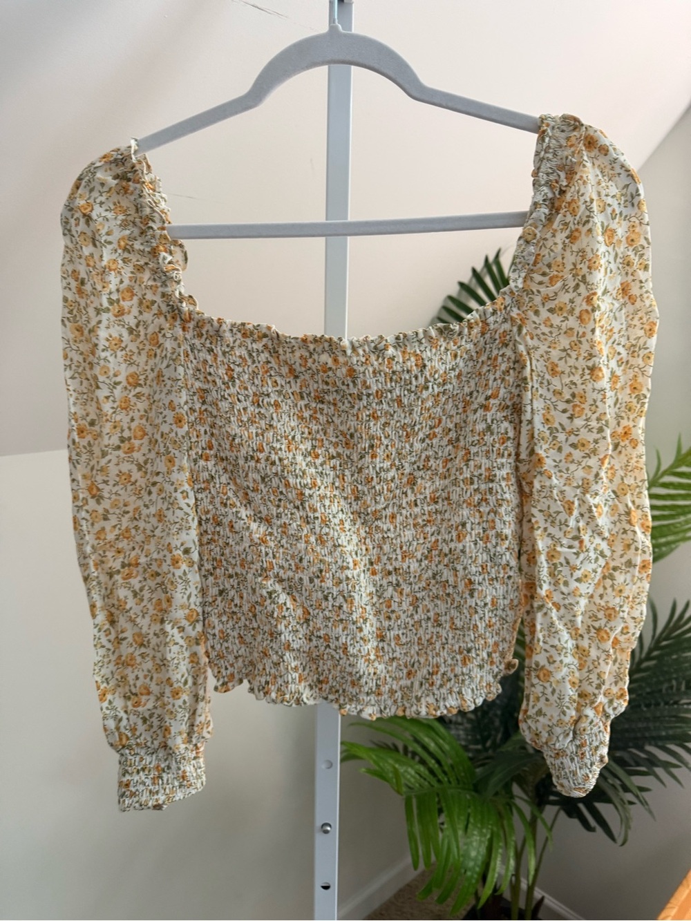 Reformation Pinto top , floral print, square neckline, and smocked bodice Small